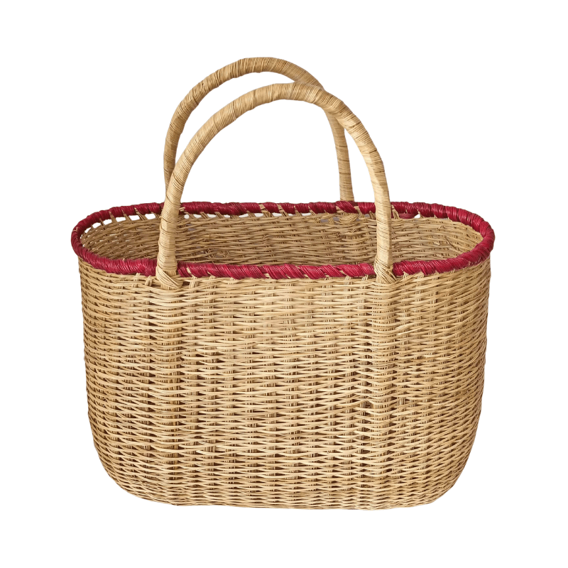 Round woven shop basket purse