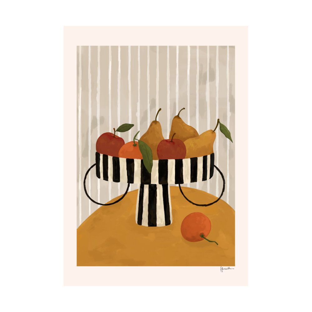 Fruit In Striped Bowl Print