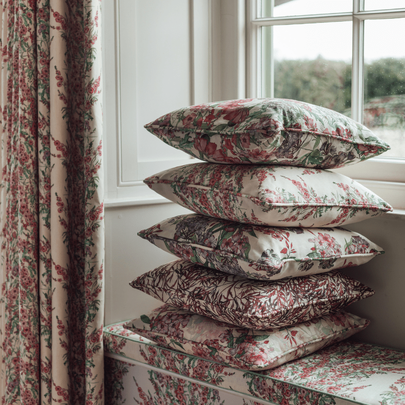 Square Elderflower Cushion with Piping