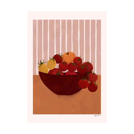 Tomatoes In Red Bowl Print