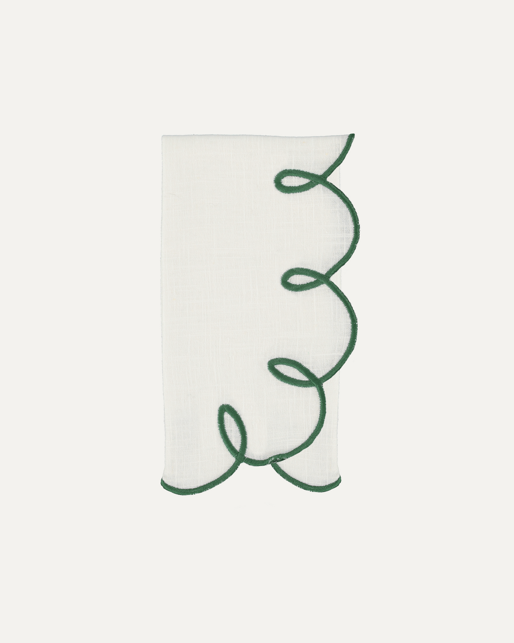 Lisbon Napkin, White with Green