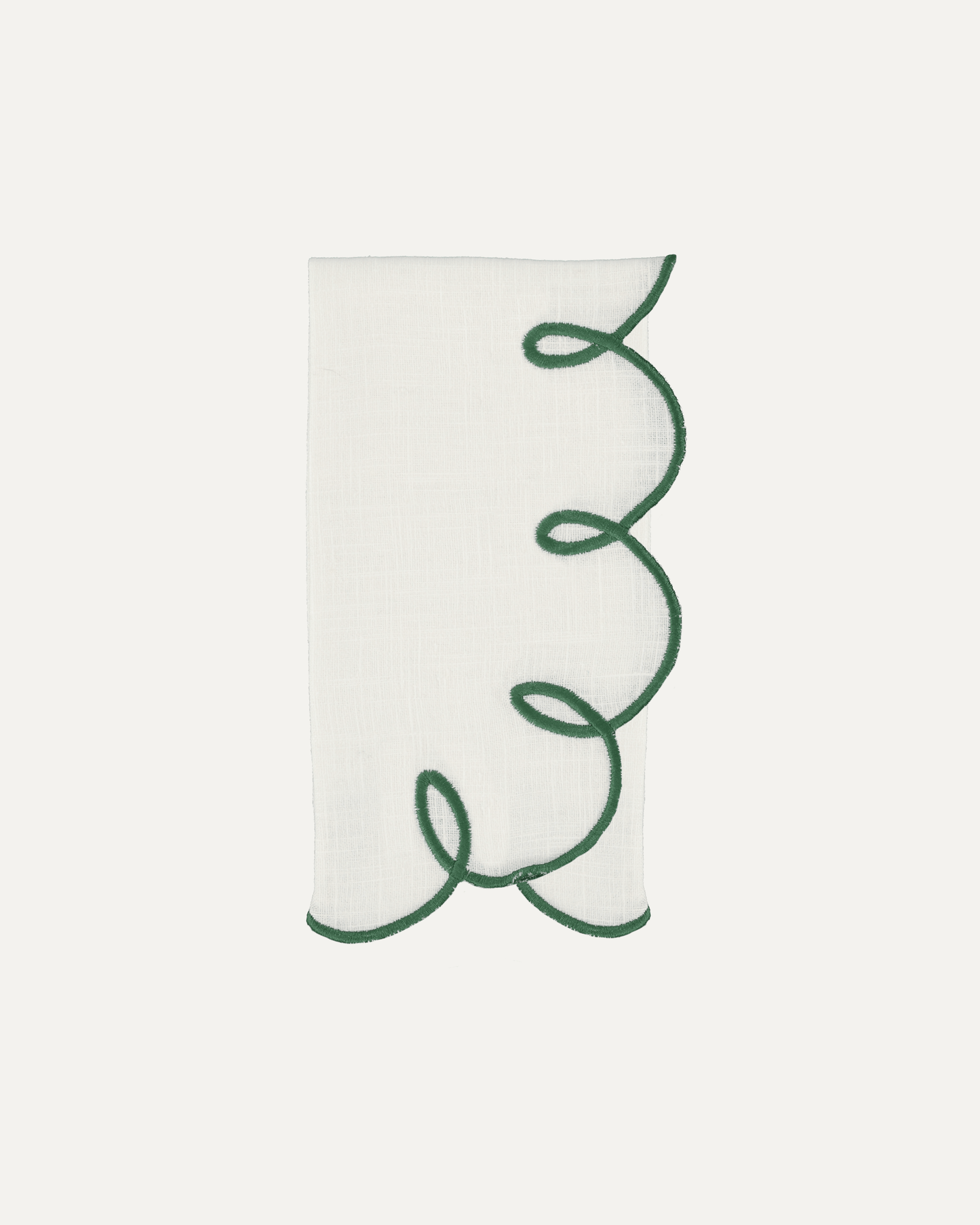 Lisbon Napkin, White with Green