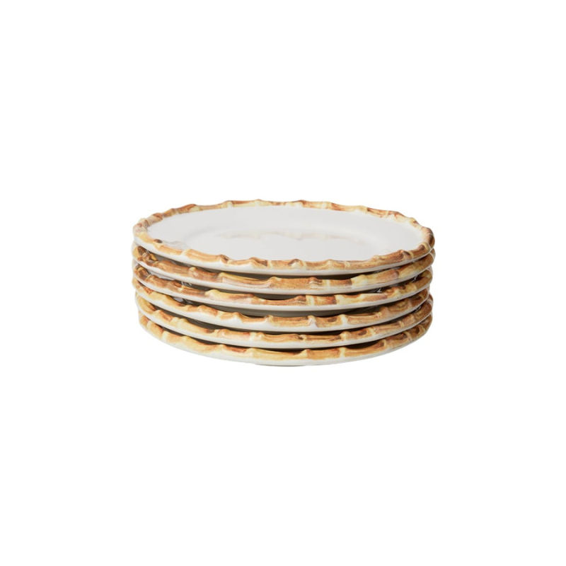 Bamboo Trim Dessert Plates | Set of 6