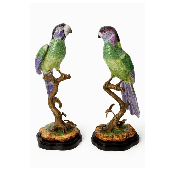 Porcelain parrot on a stand | Left