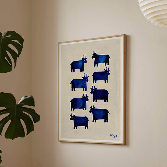 A1 - 'Moo' Blue Cow Print