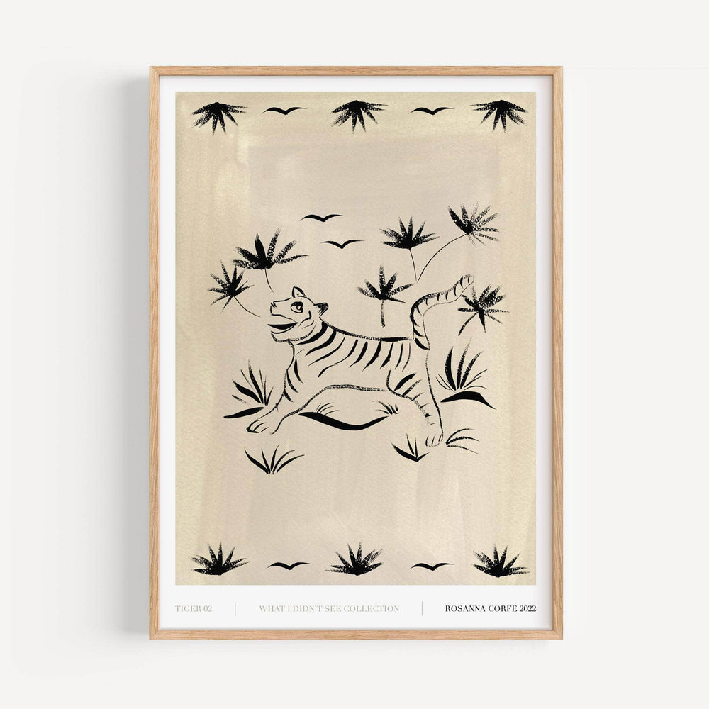 A3 - 'Tiger 02' Grey Print