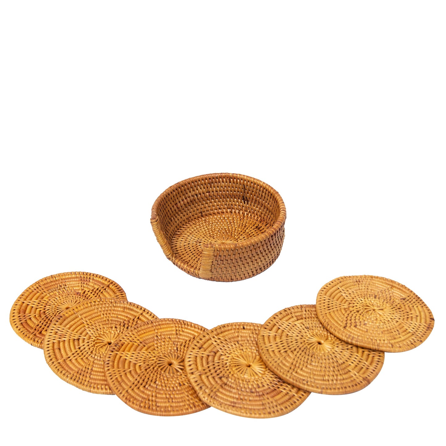 Lotus Woven Coasters With Holder | Set of 6