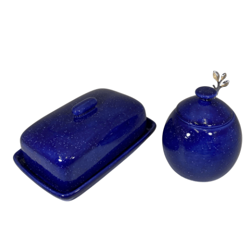 Butter Dish and Sugar Bowl Set Night Sky Glaze