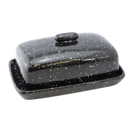 Butter Dish in Speckled Black