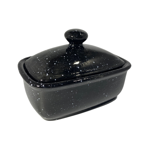 Butter Dish with Lid - Black Speckle Glaze