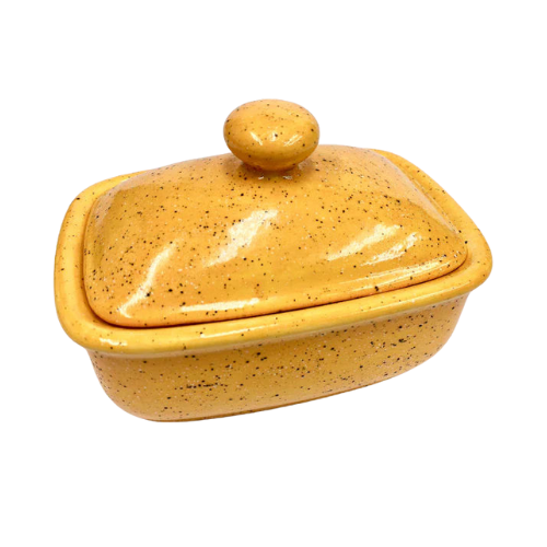 Butter Dish with Lid - Speckled Yellow