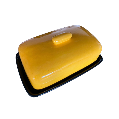 Butter Dish Yellow Lid with Jet Black Dish