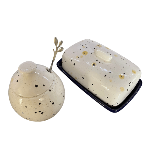 Butter Dish and Sugar Bowl Set - Confetti Glaze