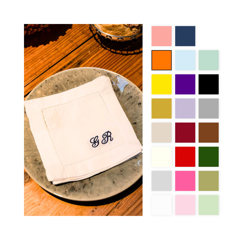 Personalised White Linen Cocktail Napkin