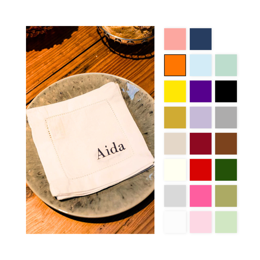 Personalised White Linen Cocktail Napkin