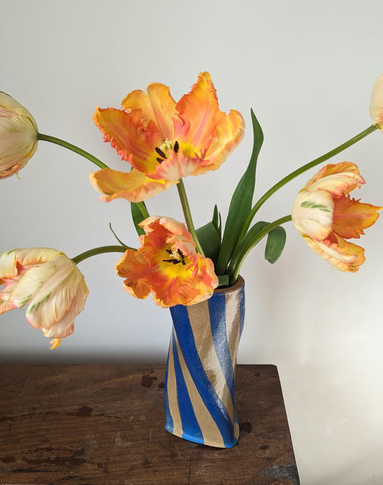 Blue Stripe Twist Vase