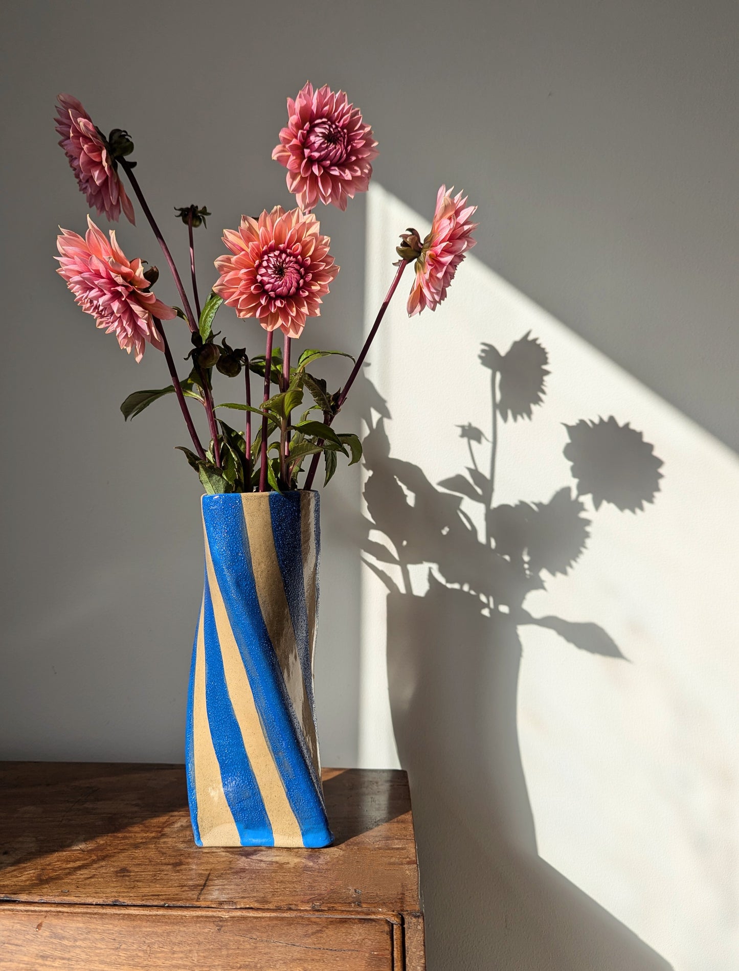 Blue Stripe Twist Vase