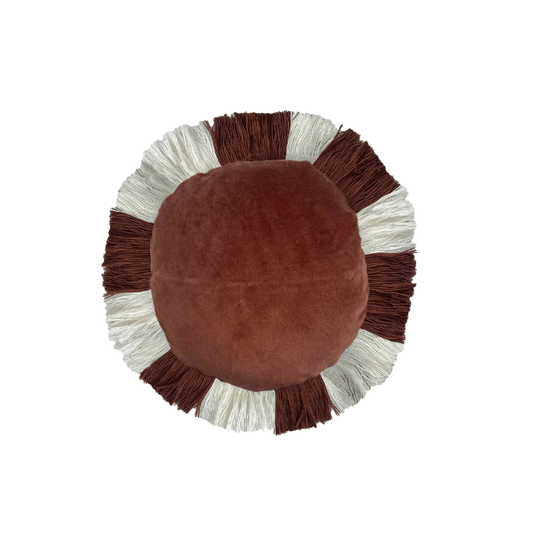 Round Cinnamon Velvet Cushion Cover