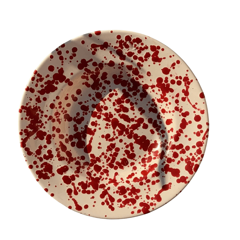 Red Schizzo - Set of 4 Terracotta Soup Plates