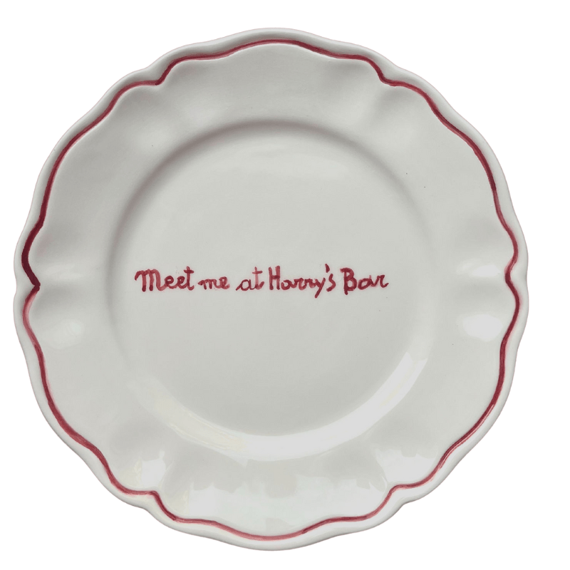 Ceramic "Meet Me At Harry's Bar" Plate | Set of 6