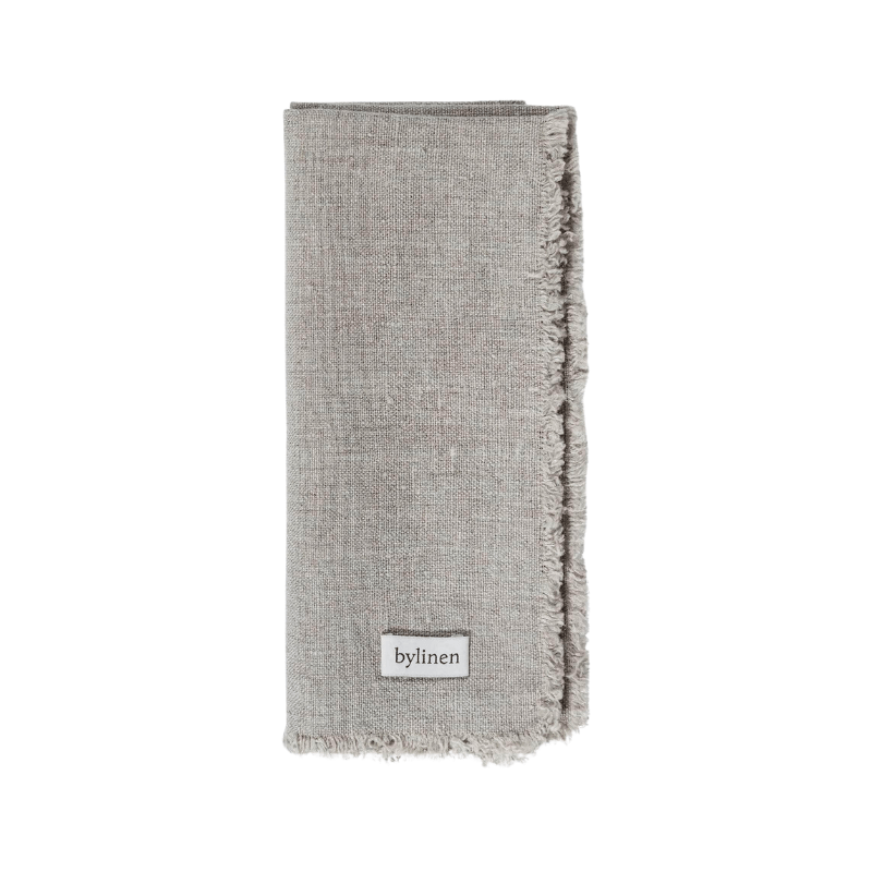 Grey Fringed Linen Napkin