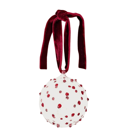 Pom Glass Bauble - Red