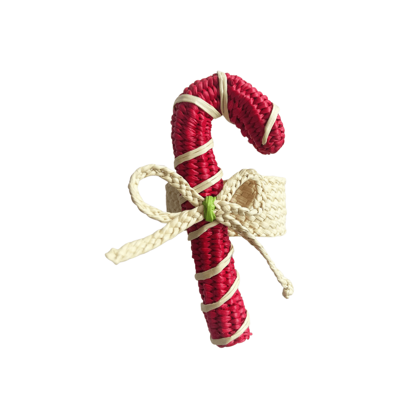 Palmito Woven Candy Cane Napkin Rings (Set of 4)