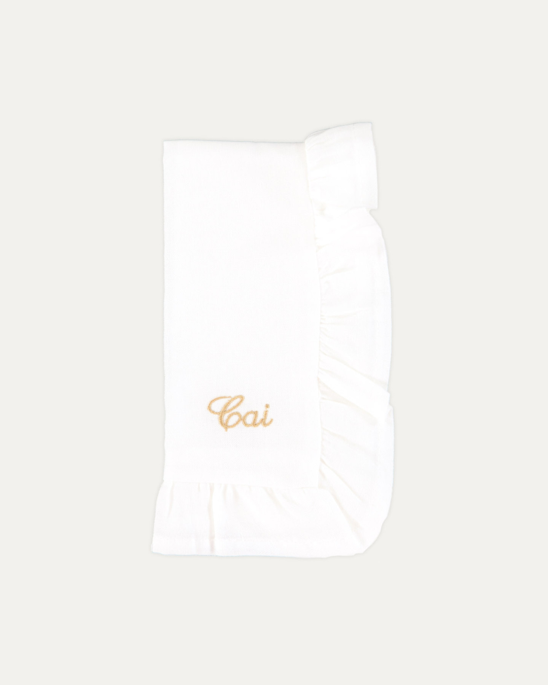 Personalised White Ruffle Linen Napkin