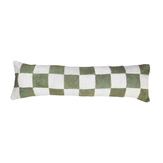 Green bolster towelling cushion