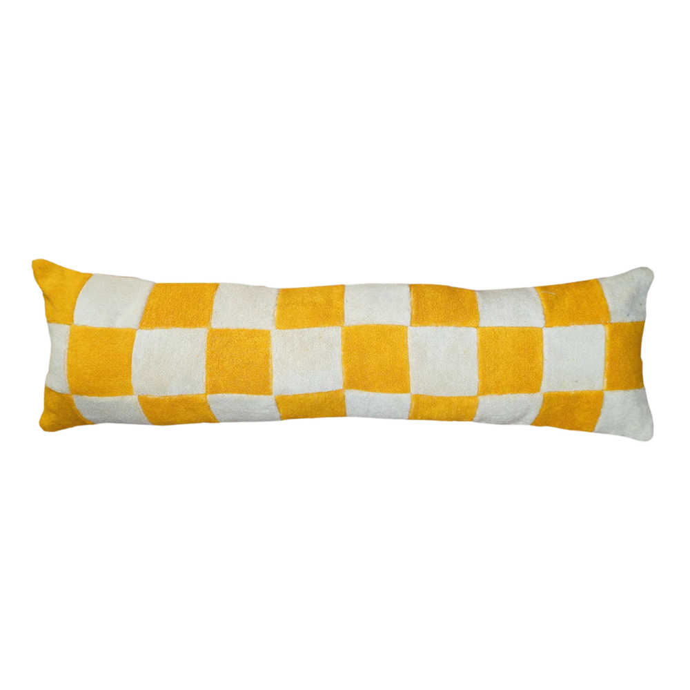 Yellow Bolster towelling cushion