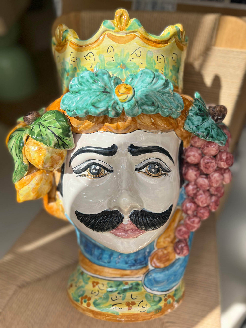 Sicilian Man Large Fruit Vase