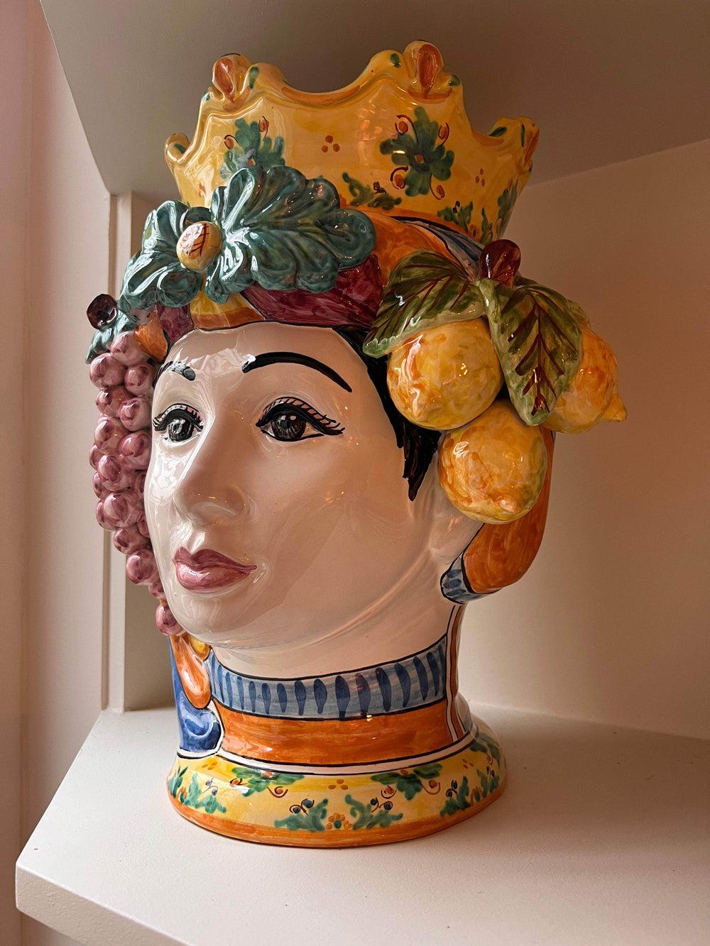 Sicilian Woman Large Fruit Vase