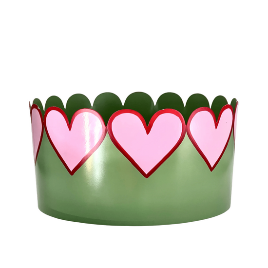 Round Heart Planter Large - Apple Green, Candy Pink and Ruby Red