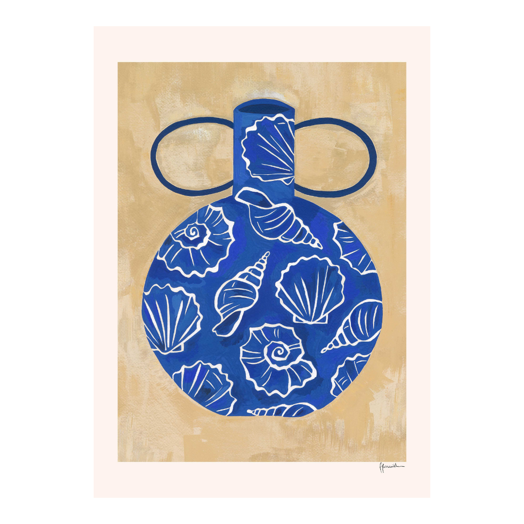 Blue Shell Vase Print