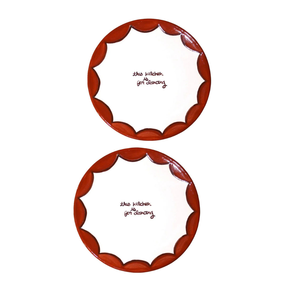 "this kitchen is for dancing" Hand-painted Plates/Set of Two