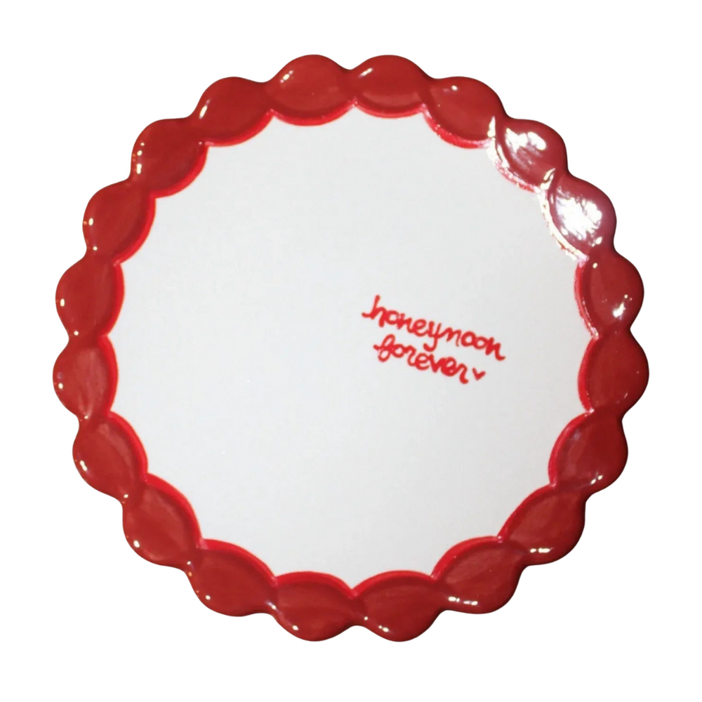 "honeymoon forever" Scalloped Dessert Plate