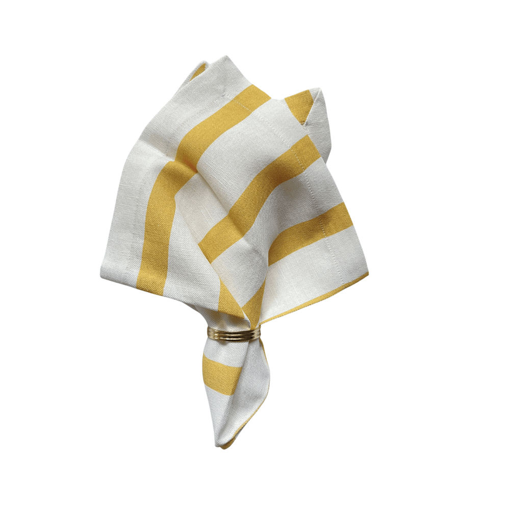 Yellow Striped Linen Napkin: 4 Set