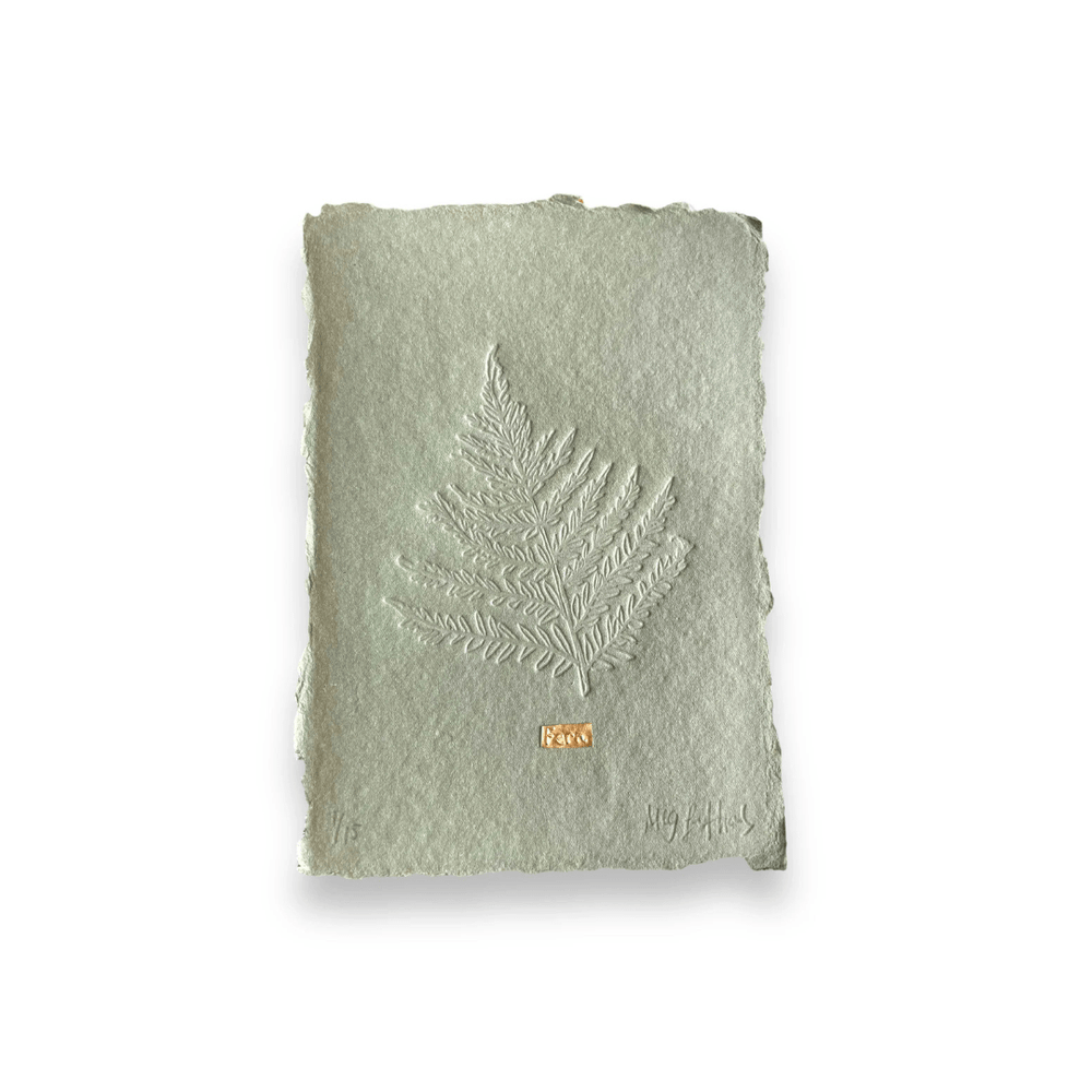 Limited Edition Fern Embossing on Moss Green Handmade Paper With Tin Embossing