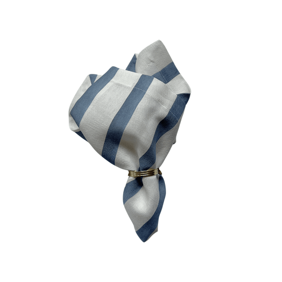 Blue Striped Linen Napkin - Set of 4