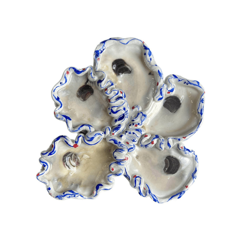 Oyster Serving Dish with Red Buds