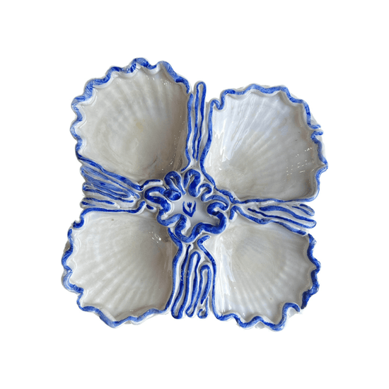 Scallop Serving Dish with Painted Shells