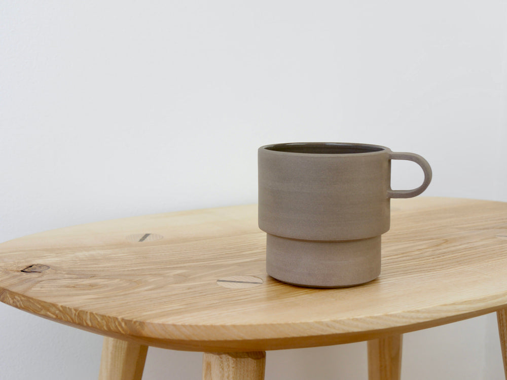 Tall Angular Mug and Saucer Set, Charcoal