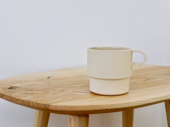 Tall Angular Mug and Saucer Set, Chalk