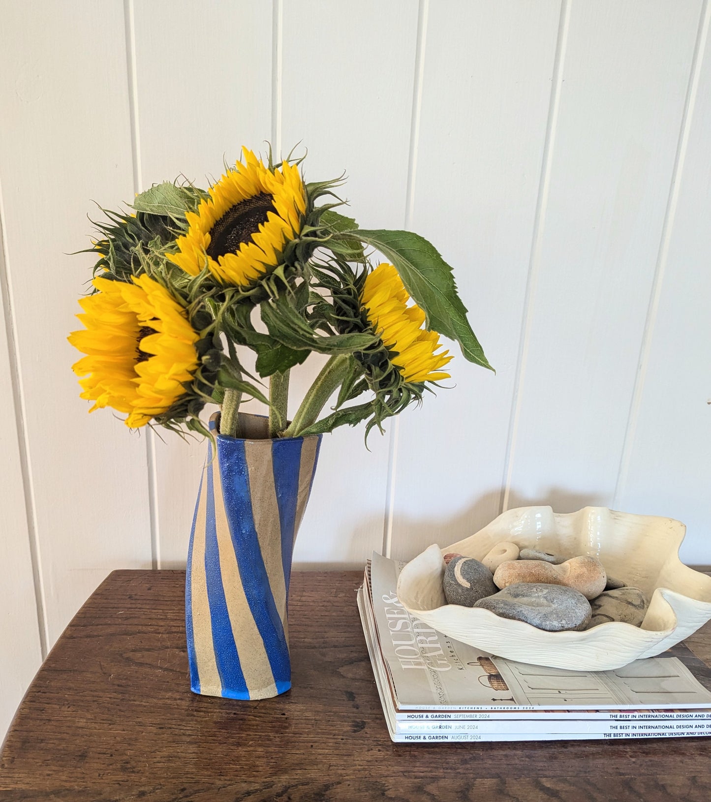 Blue Stripe Twist Vase