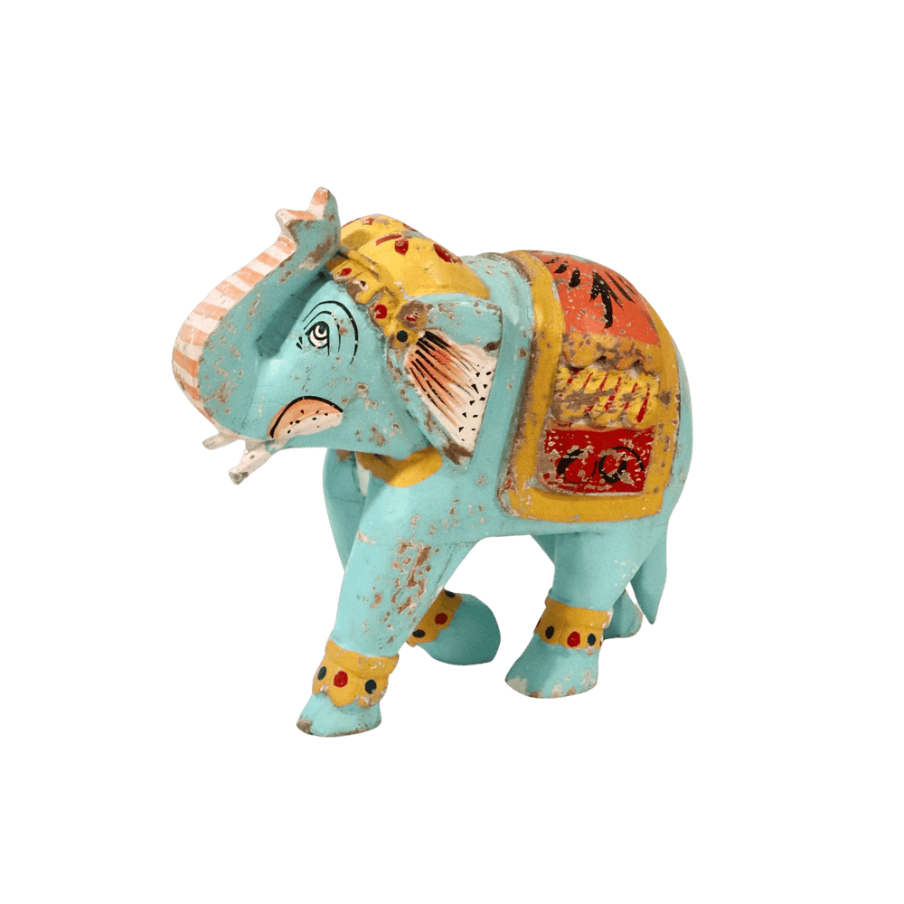 Decorative Wooden Elephant - Pale Green