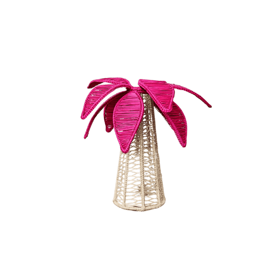 Medium Fuschia Iraca Palm Tree Candleholder