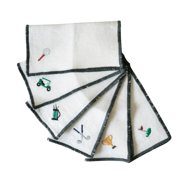 Golf Cocktail Linen Napkins - Set of Six