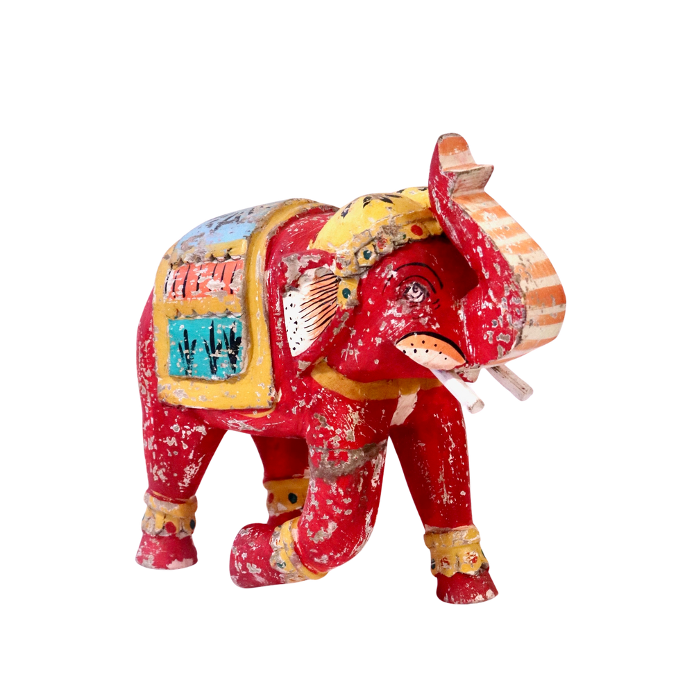 Decorative Wooden Elephant - Red