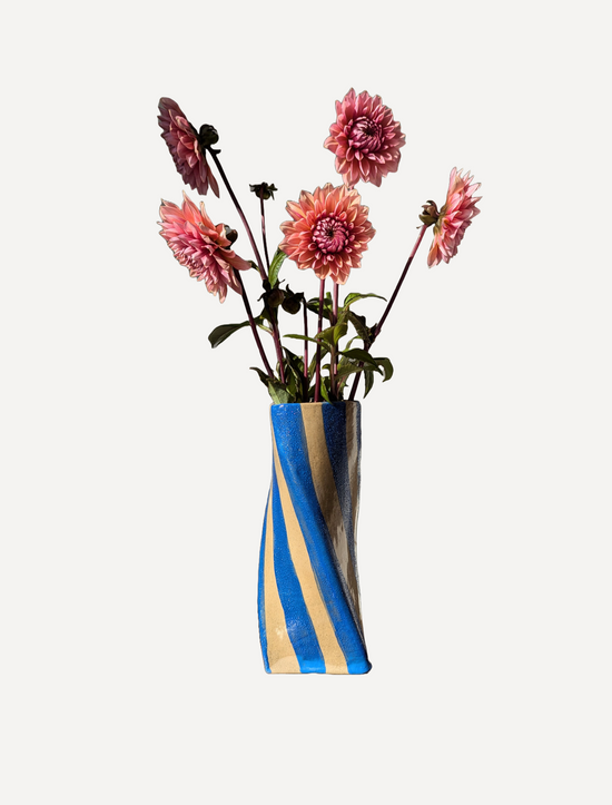 Blue Stripe Twist Vase