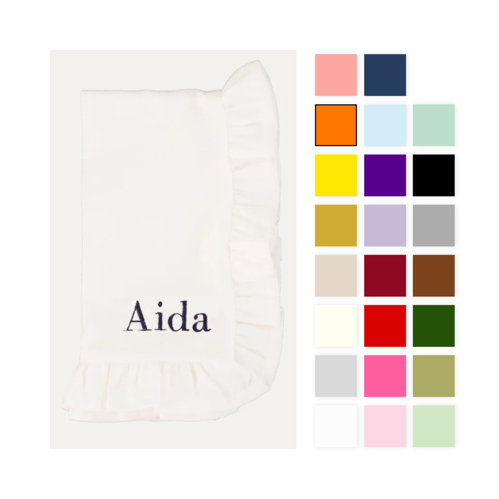 Personalised White Ruffle Linen Napkin